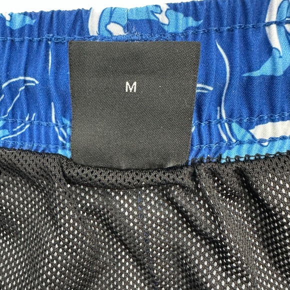 HUGO BOSS Swim Trunk Men Medium Blue Thermal Lined Allover Printed Elastic Waist - Picture 4 of 9